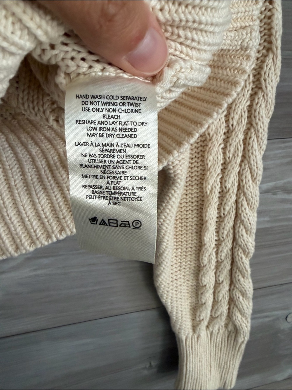 Anthropologie Cream Cable-Knit Crew neck cropped Sweater - Picture 4 of 7
